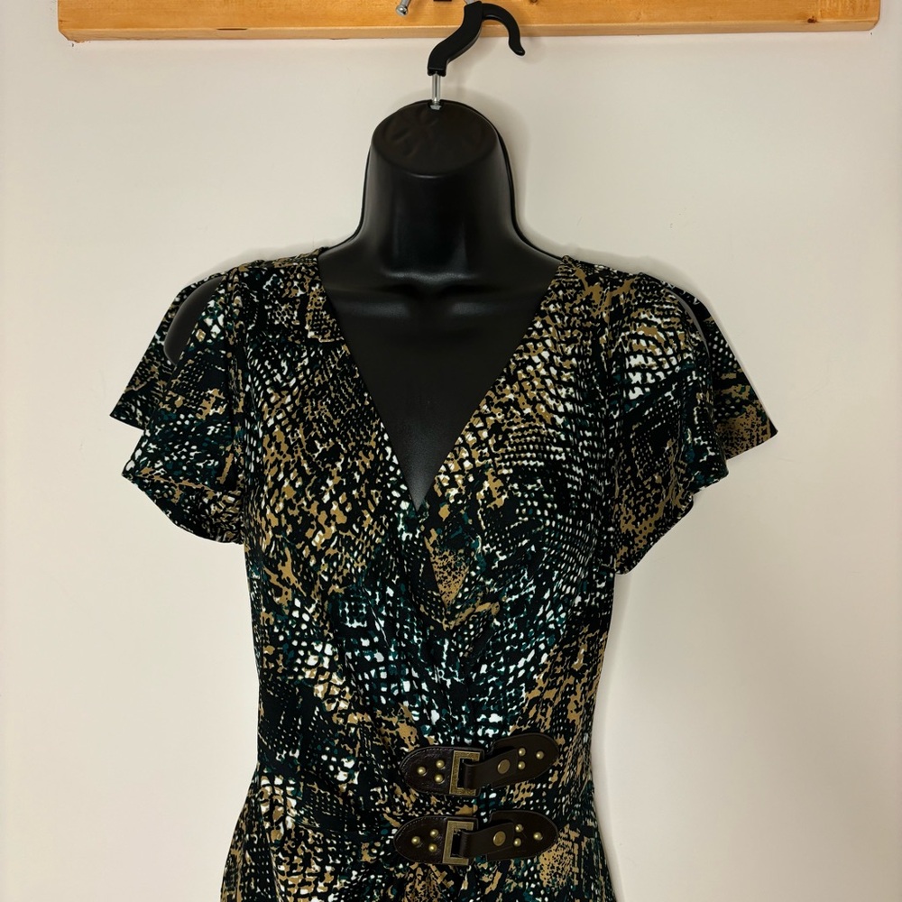 #158 Tiana B Snake Print Buckle Dress
